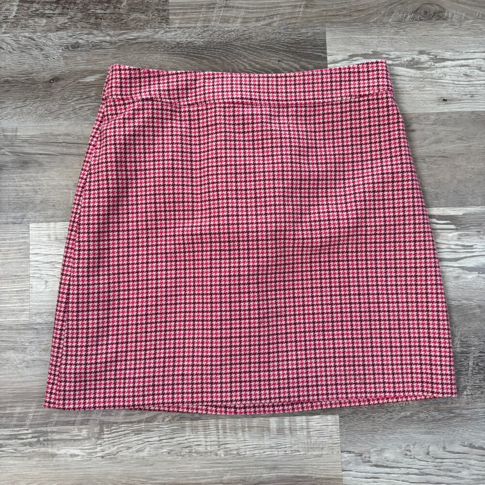 NWT J.Crew Pink Houndstooth Wool Mini Skirt Preppy Coquette Office Old Money 4